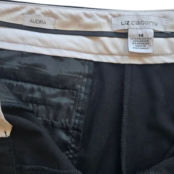 Liz Claiborne Black Straight Leg Dress Pants Size 14 Audra Style - Picture 7 of 8